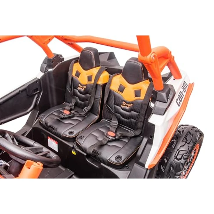 FINOOS CAN-AM Maverick UTV Buggy, Kinder-Elektroauto 2-Sitzer mit 4x4-Antrieb, 24V, orange, Bluetooth, Softstart-Fernsteuerung, LED-Beleuchtung – Bild 8