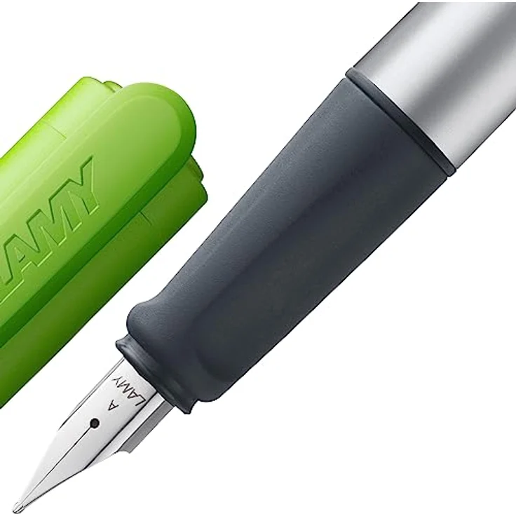 LAMY nexx leichter, stabiler Füllhalter 086 aus Aluminium mit Kappe in lime mit rutschfestem Griffstück und Edelstahlfeder für Anfänger, ideal für Schreibanfänger, die Schule oder Uni – Bild 3