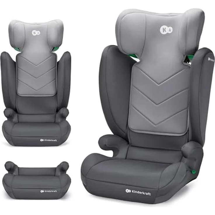 KinderKraft I-Spark, Kindersitz ECE R129/i-Size, 2-in-1 Sitzerhöhung, Höhenverstellbare Kopfstütze, Für Kinder 100-150 cm, Schwarz – Bild 3