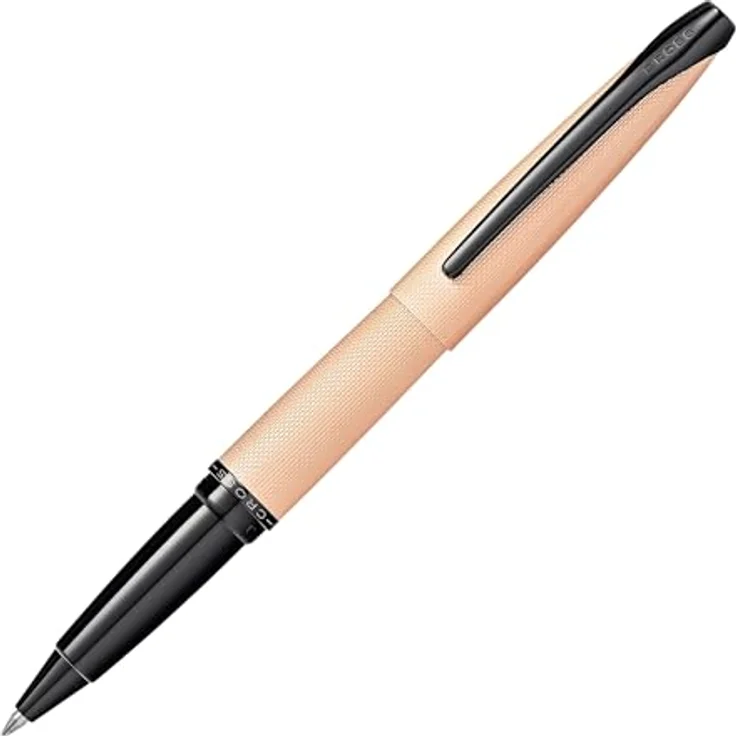 Cross ATX Roller, eleganter Schreibstift mit gefrästem Diamantmuster und dokumentenechter Gel-Tinte, rosegold/schwarz – Bild 1