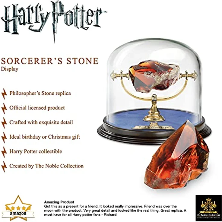 Noble Collection Der Stein der Weisen, authentische Replik mit Glas-Display, 15 x 15 cm, 1211 g – Bild 3