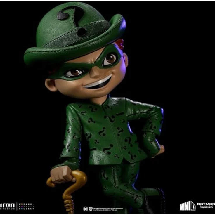 Iron Studios MiniCo Riddler Statue, 15cm detailreiche Figur aus Batman Forever mit grünem Anzug und Bowlerhut – Bild 6