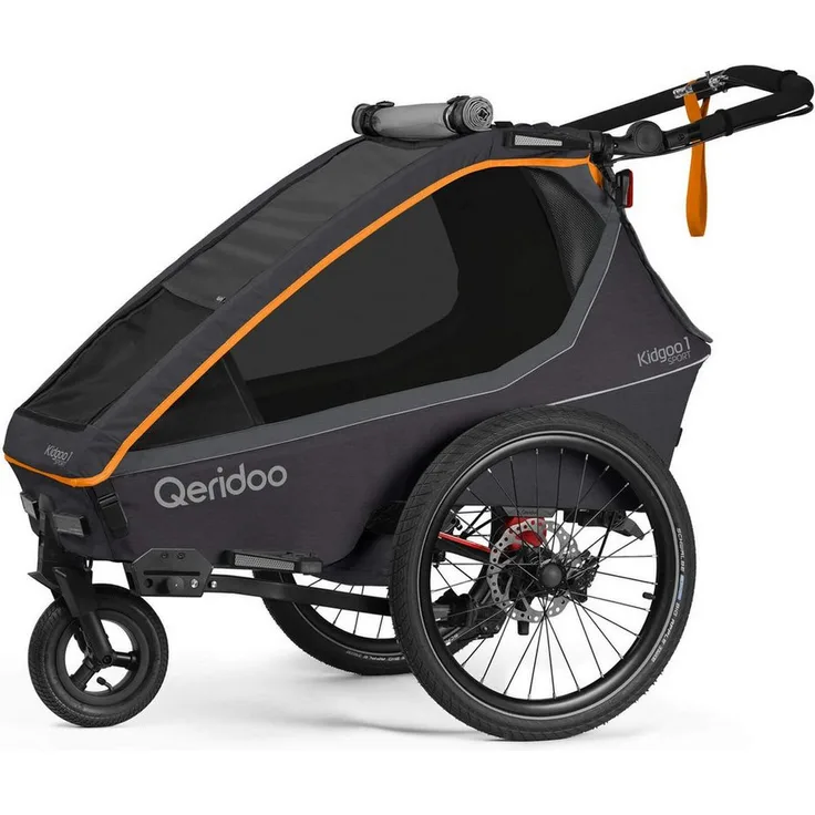 Qeridoo Kidgoo 1 Sport FIDLOCK Edition, Einsitzer Fahrradkinderanhänger, Buggy und Walker, 0–22 kg, Scheibenbremse, 3-in-1-Verdeck, ab 6 Monaten bis 6 Jahre