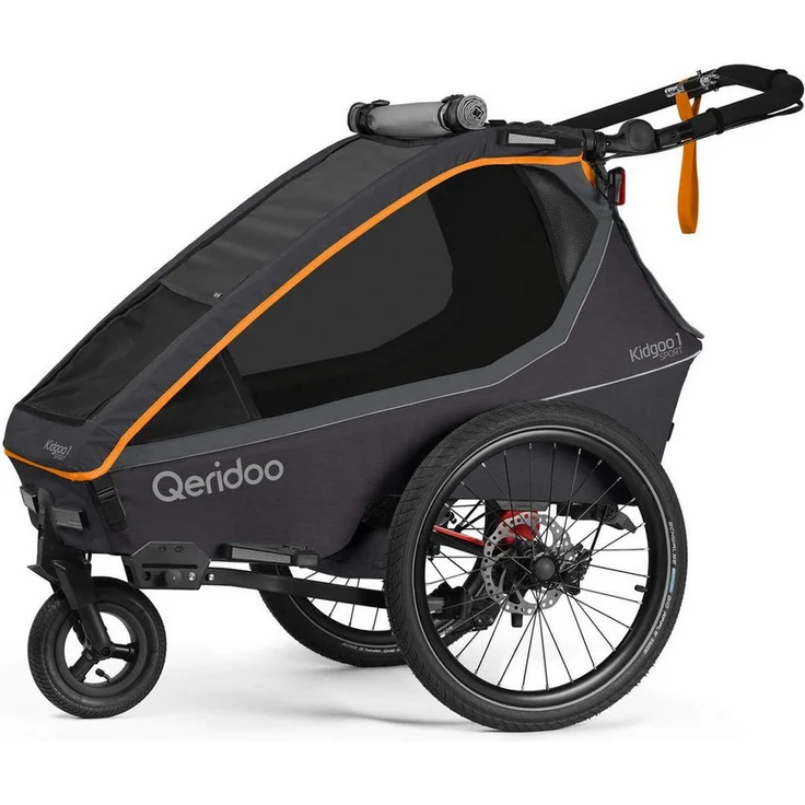 Qeridoo Kidgoo 1 Sport FIDLOCK Edition, Einsitzer Fahrradkinderanhänger, Buggy und Walker, 0–22 kg, Scheibenbremse, 3-in-1-Verdeck, ab 6 Monaten bis 6 Jahre