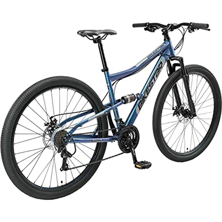 BIKESTAR Fully Mountainbike Shimano 21 Gang Schaltung, Scheibenbremse 29 Zoll Reifen | 19 Zoll Rahmen MTB Vollgefedert | Blau – Bild 3