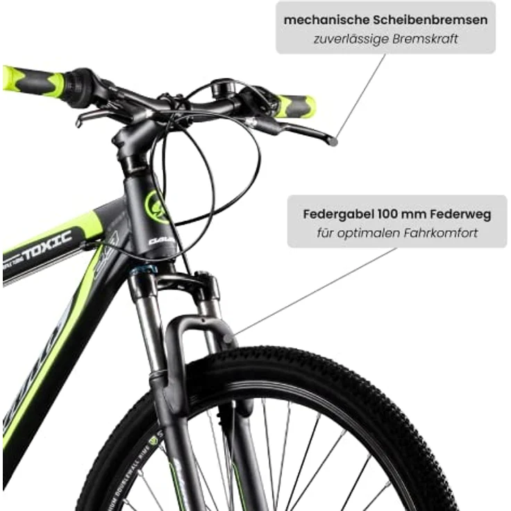 Galano 29 Zoll MTB Toxic/Pulse Mountainbike Scheibenbremsen Shimano Tourney (schwarz/grün) – Bild 3
