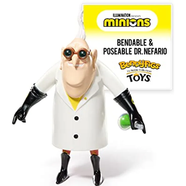 BendyFigs Dr. Nefario, 18.5 cm biegbare und bewegliche Sammelfigur aus Minions mit Stand und Laborbecher