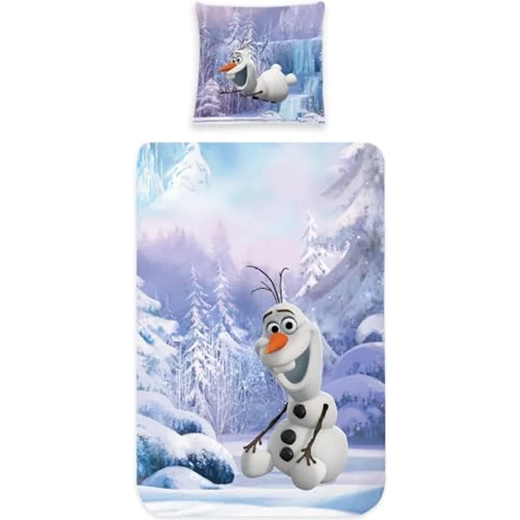 BERONAGE Frozen Kinder Bettwäsche Die Eiskönigin Olaf Der Schneemann 135 x 200 cm + 80 x 80 cm 100% Baumwolle Renforcé-Linon-Qualität Disney Elsa Anna Sven Kristoff Snowman Deutsche Größe – Bild 5