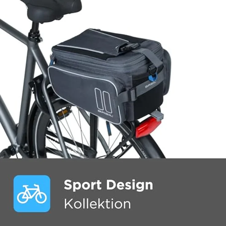 Basil Gepäckträgertasche Sport Design MIK graphite Größe 36x26x18cm 7-15ltr. – Bild 4