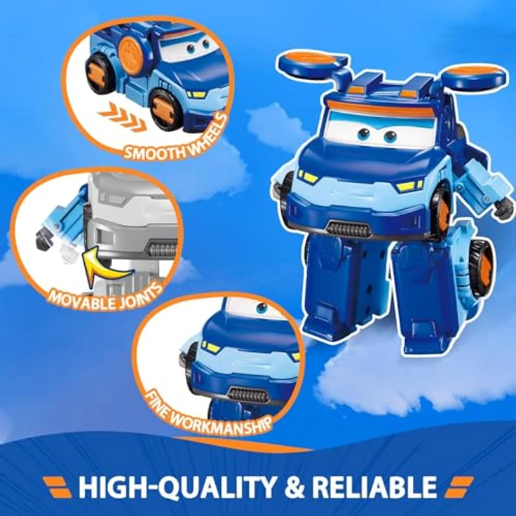 Super Wings Transformations-Flugzeug Supercharged Leo, 12,7 cm große 3-in-1 Spielzeugfigur in blau, verwandelt sich in Flugzeug und Roboter, für Kinder ab 3 Jahren – Bild 5