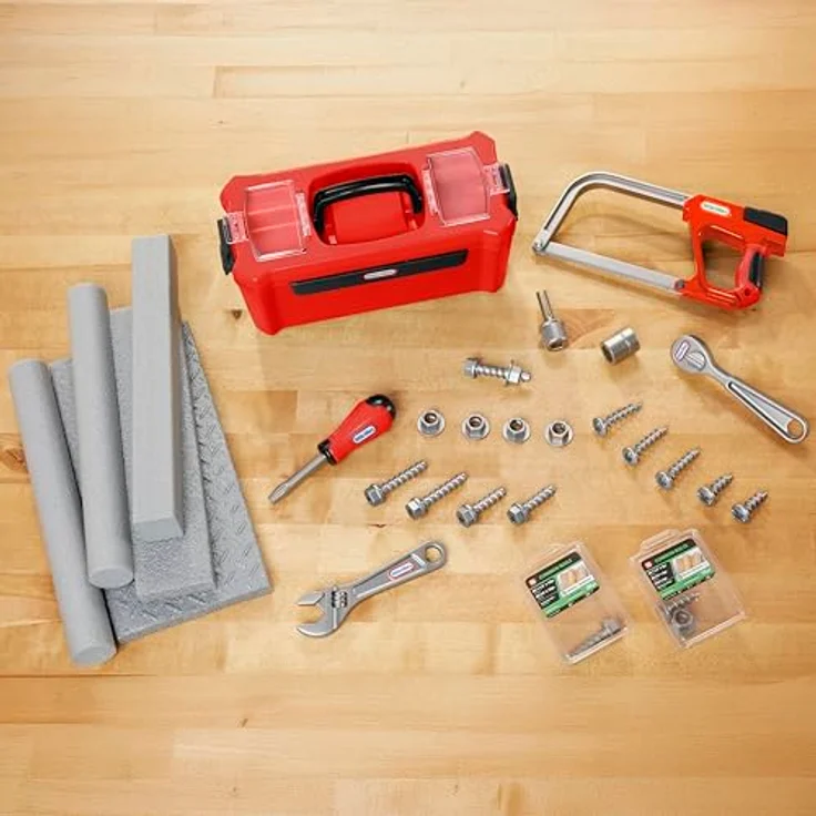 Little Tikes® Creative Construction Werkzeugkasten-Set, 7-teiliges Kinder-Werkzeug-Set mit realistischen Werkzeugen und Bauanleitung – Bild 4
