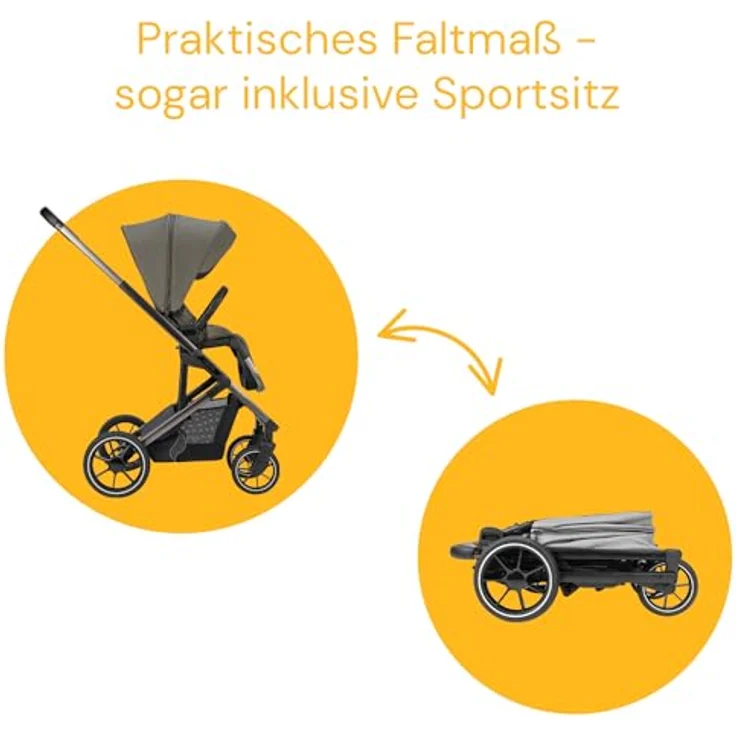 Osann Kombi-Kinderwagen Juntos Teak - bis 22 kg belastbar, umsetzbare Sitzeinheit, Babywanne mit Matratze & Regenschutz, Gratis Mobilitätsgarantie – Bild 5