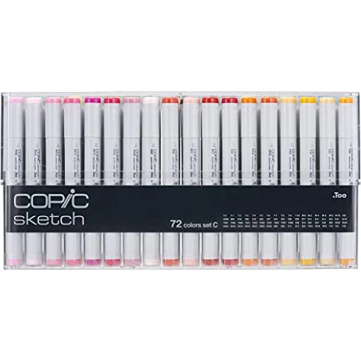 COPIC Sketch Marker Set "C" mit 72 Farben im Acryl-Display, professionelle alkoholbasierte Pinselmarker mit einer flexiblen und einer mittelbreiten Spitze – Bild 2
