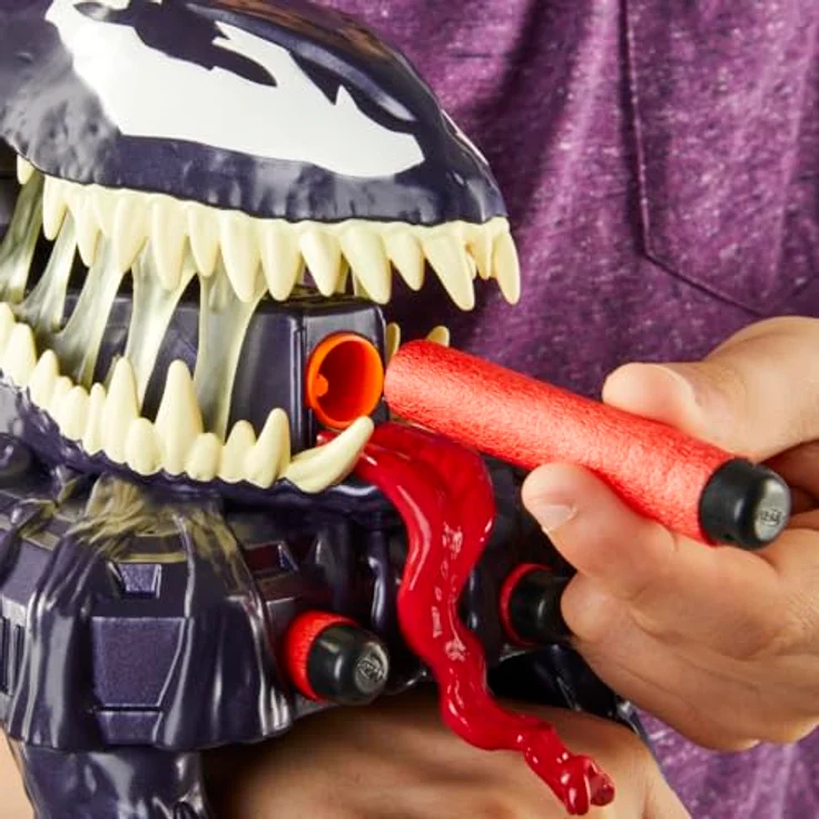 Marvel Hasbro Spider-Man VenomVersus Venom Action Blaster, Nerf Spider-Man Rollenspielzeug mit NERF Darts und von Venom inspiriertem Design, schwarz/grün – Bild 4