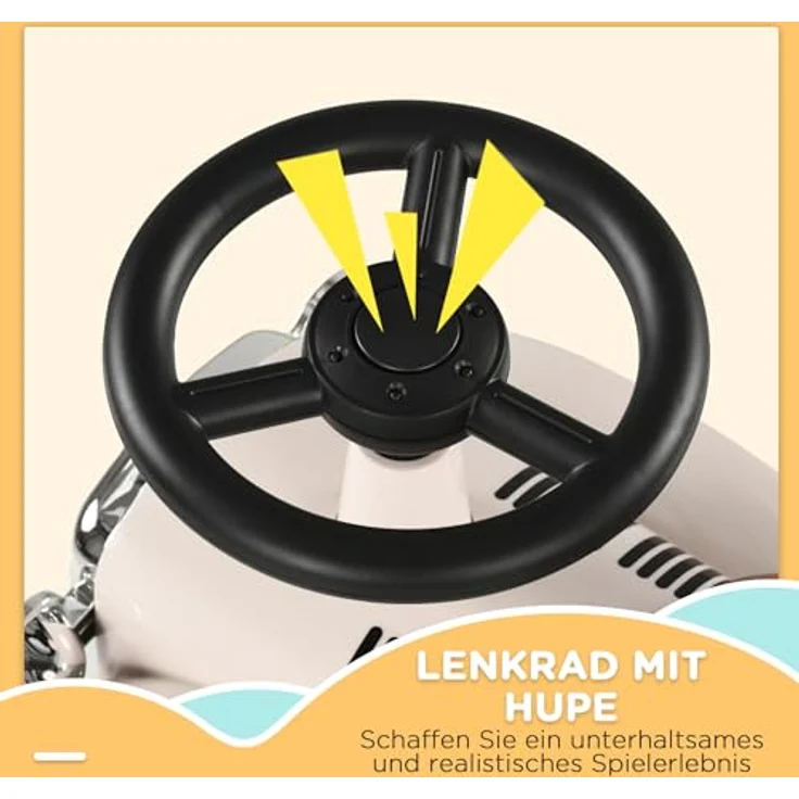 AIYAPLAY Kinder Rutschauto, Rutscherfahrzeug mit Kippschutz, Vintage-Design und Stauraum, Creme, 58 x 27 x 35 cm – Bild 4