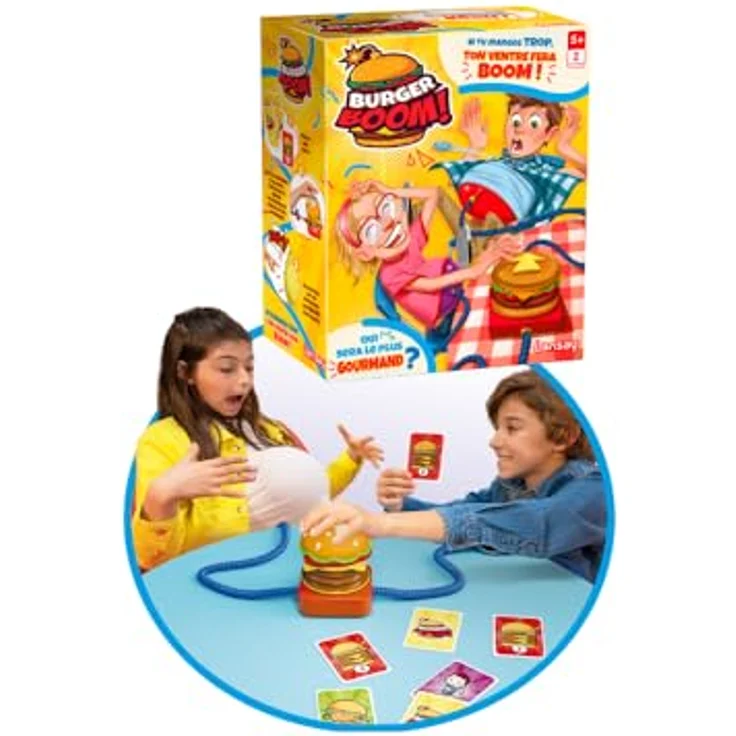 Lansay Burger Boom, interaktives Gesellschaftsspiel mit buntem Spielbrett und strategischen Burgerzutaten für die ganze Familie – Bild 2