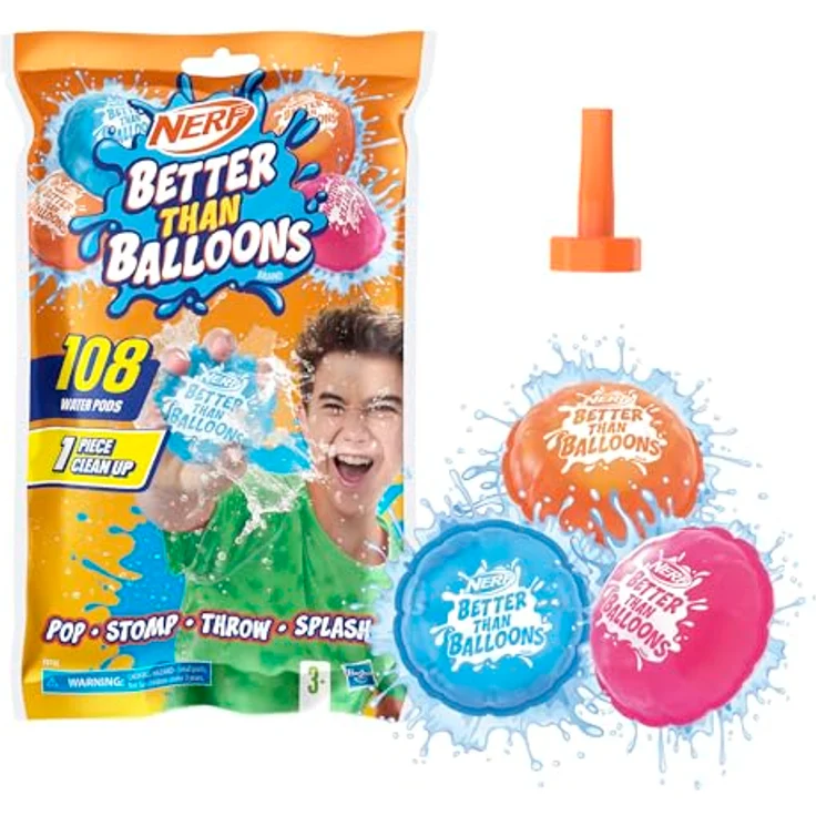 NERF Better Than Balloons Wasserspielzeug, 108 Wasserkapseln, leicht zu befüllen, Splash-Action, für Jungen und Mädchen – Bild 1