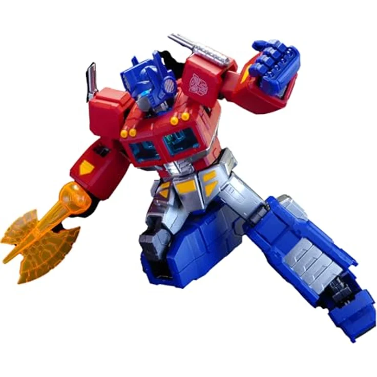 BLOKEES Transformers Classic Class G1 Optimus Prime Modell, 18 cm hoch, mit Ionenblaster, Energon-Axt und Jetpack, leuchtende Augen – Bild 4