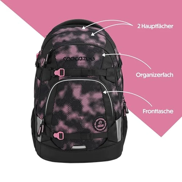 coocazoo Schulrucksack Mate, 100% PFC-frei und bluesign-zertifiziert, in Schwarz – Bild 4