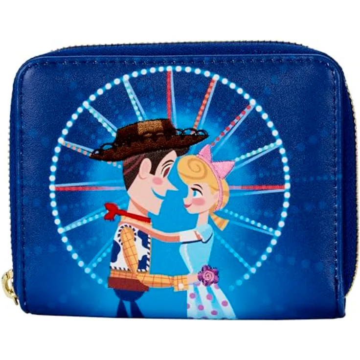 Loungefly Toy Story Geldbörse Woody and BO Peep, Reißverschluss, veganes PU-Leder, 12,7 cm x 10,2 cm, goldene Hardware