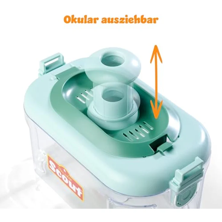 Simba Scout Lupenbecher – Klappbarer Insektenbeobachter mit ausziehbarem & drehbarem Okular, Tragegurt & Pinzette, Entdeckerspielzeug für Kinder, 15 cm, ab 3 Jahren – Bild 4