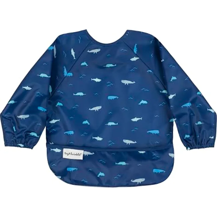 Tiny Twinkle Schmutzfestes Baby-Lätzchen mit Ärmeln, Pflegeleicht & Maschinenwaschbar, Ocean Life, für 6–24 Monate