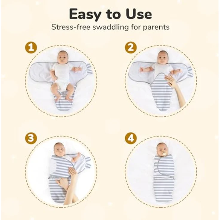 Mama Cheetah Pucksack Baby, verstellbare Wickeldecke aus 100% Bio-Baumwolle für Frühchen bis 3.2 kg, 3er-Pack Swaddle Decke – Bild 5