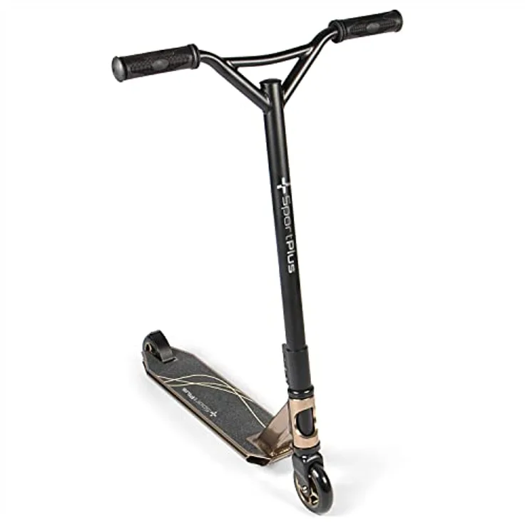 SportPlus Stunt/Freestyle Scooter Pro, eloxierter Aluminiumrahmen, ABEC 9 Kugellager, 4-Fach verschraubte Lenkerklemme, 100 mm PU-Wheels mit Alu Kern, TPR Handgriffe