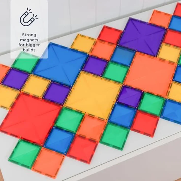 Connetix Rainbow Square Pack Magnetbausteine, (Open Play, 42 Teile), pädagogisches Lernspiel, ab 3 Jahren – Bild 2