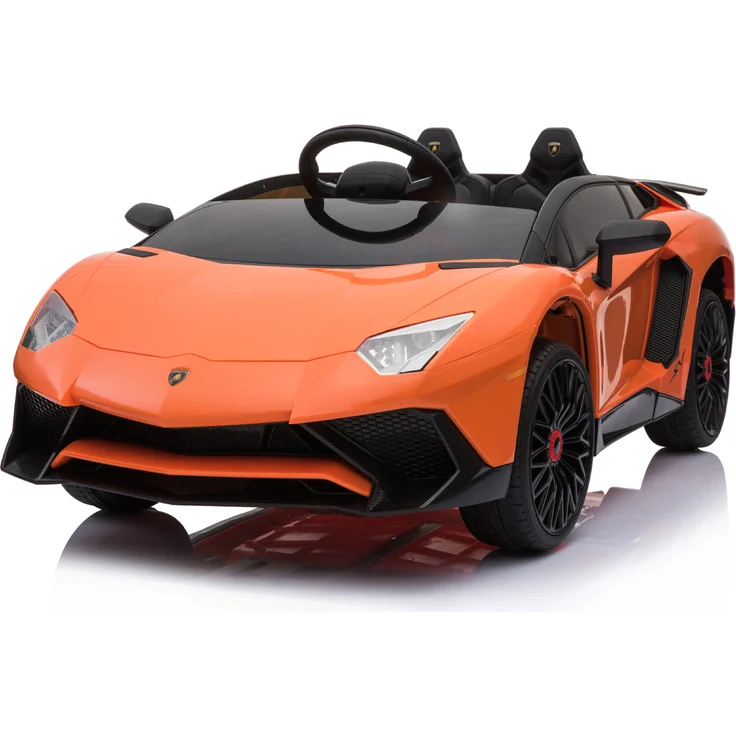 BoGi Lamborghini Aventador SV Sportwagen Kinderfahrzeug 12V 10Ah Orange Ledersitz EVA Reifen