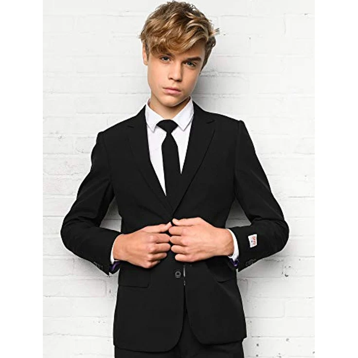 OppoSuits Schwarzer Konfirmationsanzug für Jungen, Slim Fit mit Zweiknopfjacke, Größe 158, 164 – Bild 4