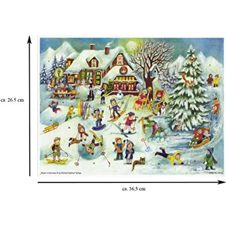 Richard Sellmer Verlag Papier Adventskalender/Weihnachtskalender mit Bildern und Glimmer, nostalgisch für Kinder und Erwachsene, Made in Germany – Bild 4