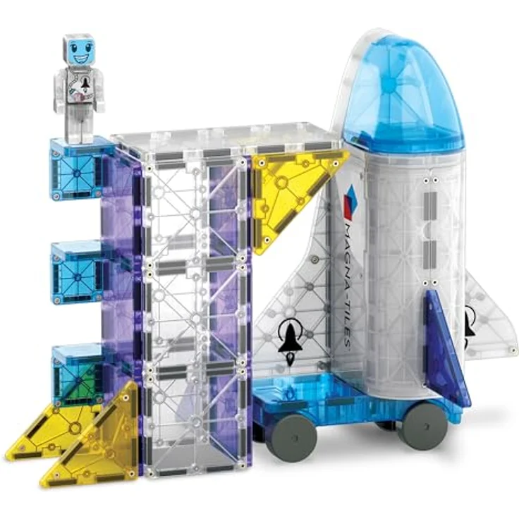 Magna-Tiles Space 32-teiliges Magnetbauset - Die Originale Magnetbaumarke mit Space Shuttle und reichlich Stauraum – Bild 4
