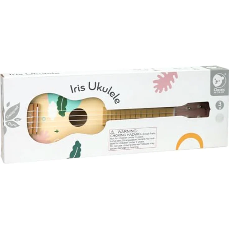 Classic World Ukulele Iris, spielbare Holz-Gitarre in Blau für Kinder ab 3 Jahren, 53,2x17,9x5cm – Bild 2