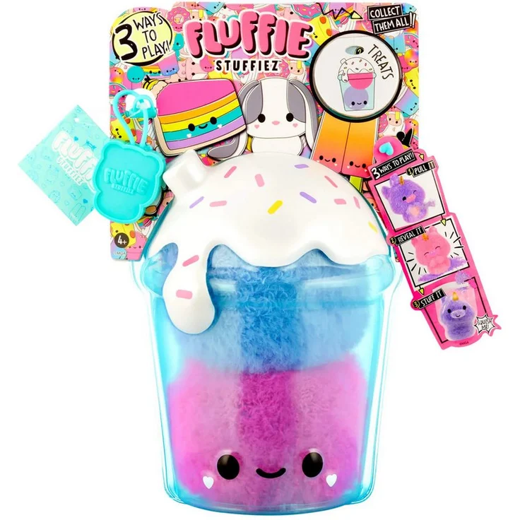 MGA ENTERTAINMENT Kuscheltier Fluffie Stuffiez Small - Boba Drink, 2-in-1 Kuscheltier und Fidget-Toy, leuchtet im Dunkeln