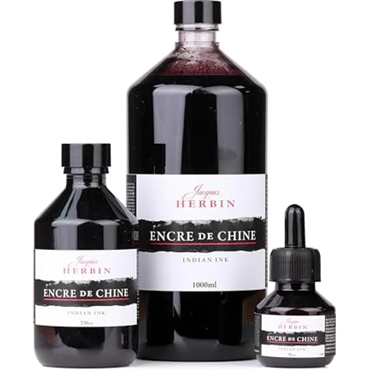 OTTO Maltuch Zeichentusche 250 ml, schwarze Zeichentinte mit hoher Lackkonzentration, lösungsmittelbeständig, für Feder und Pinsel – Bild 2