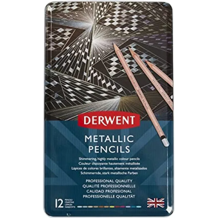 Derwent Metallic Buntstifte, Zeichnen & Schreiben, 12er-Set, Professionelle Qualität, 2305599