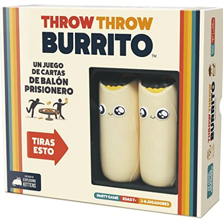Exploding Kittens THROW THROW BURRITO, Gesellschaftsspiel in spanischer Sprache mit Bettüberwurf Burrito