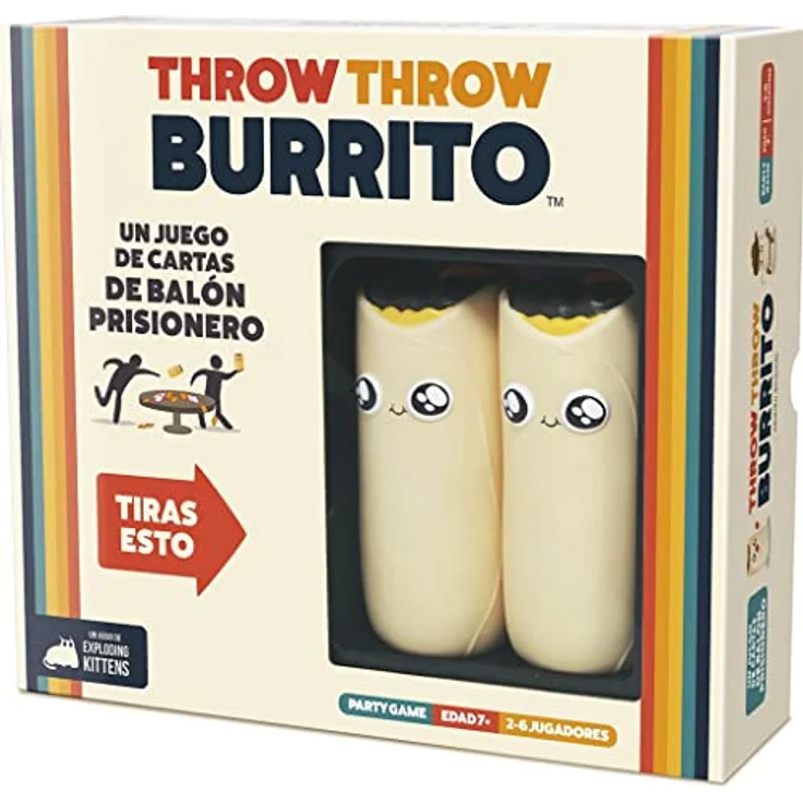 Exploding Kittens THROW THROW BURRITO, Gesellschaftsspiel in spanischer Sprache mit Bettüberwurf Burrito – Bild 1