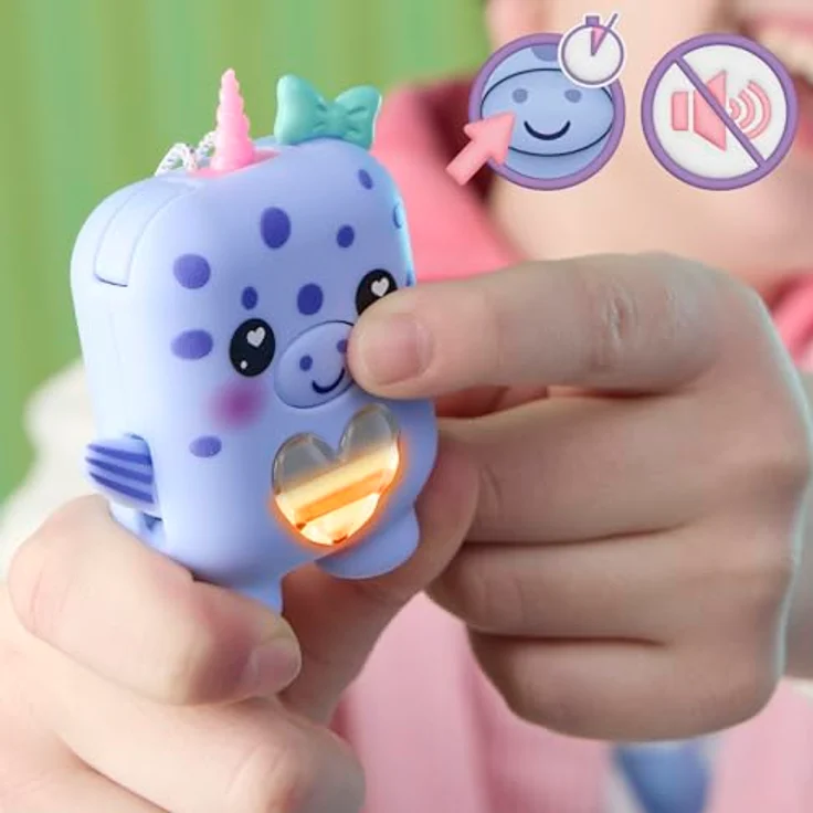 Nano-Mals Blubby der Narwal, elektronisches Fidget-Tierchen mit farbwechselnder Herzanzeige und ansteckbarem Outfit, blau – Bild 5