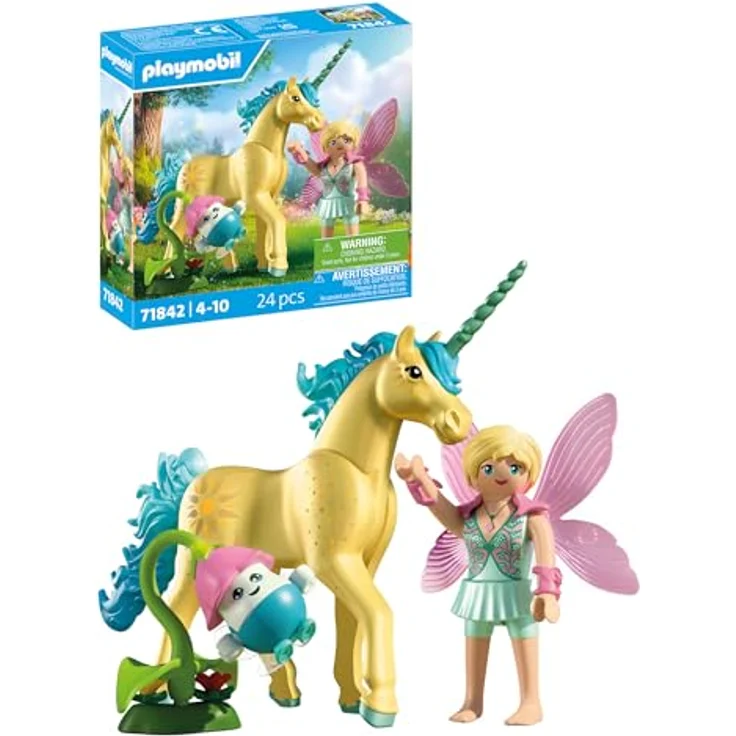 PLAYMOBIL Magic Unicorns Sammeleinhorn Sonnenscheinblüte mit Fee, magische Details & austauschbares Zubehör, für Kinder ab 4 Jahren, 71842 – Bild 1