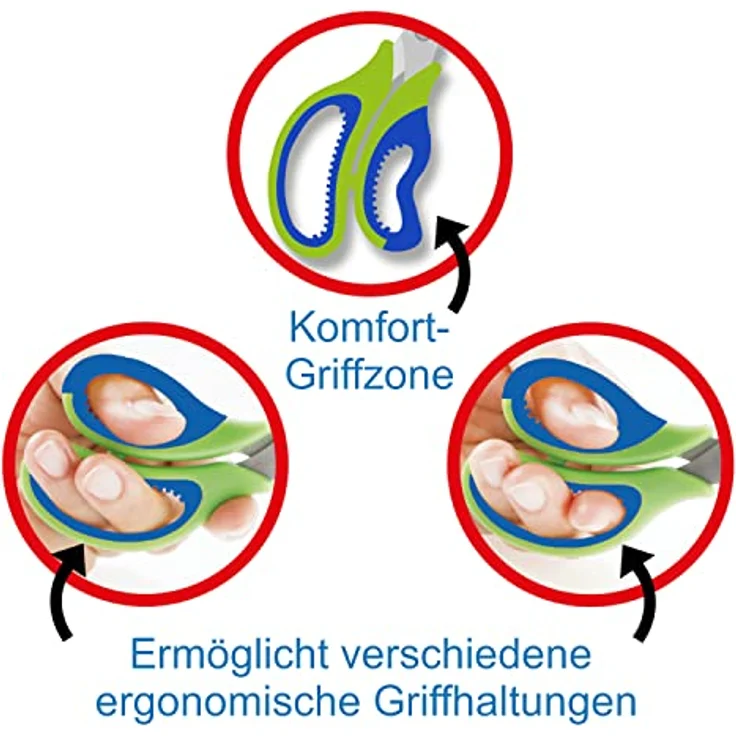 Läufer 87226 Ergonomische Bastelschere für Kinder, rot/blau, mit runder Spitze und Titanbeschichtung, 13 cm lange Schulschere für Rechtshänder – Bild 3
