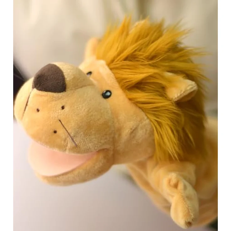 LOMTRATS Tierhandpuppen Set, Wolf, Tiger, Löwe und Affe, 25 cm groß mit beweglichen Mündern für Geschichtenerzähler und Vorschuler, weich und waschbar – Bild 1