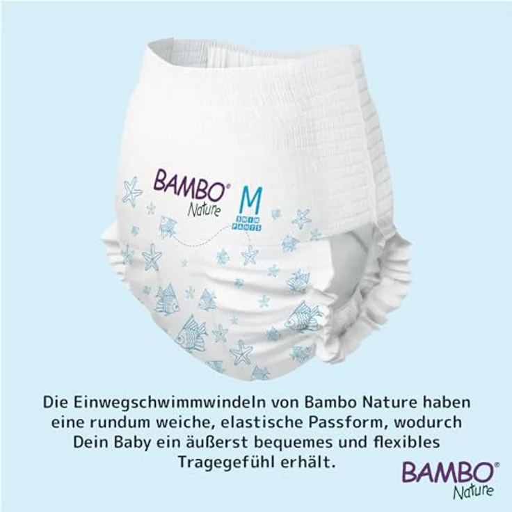 Bambo Nature Schwimmwindel Baby, Größe M (12+ kg), 12 St. Windeln | Secure-Fit Einweg-Badehose | Auslaufsicherer Komfort beim Wasserspiel – Bild 2