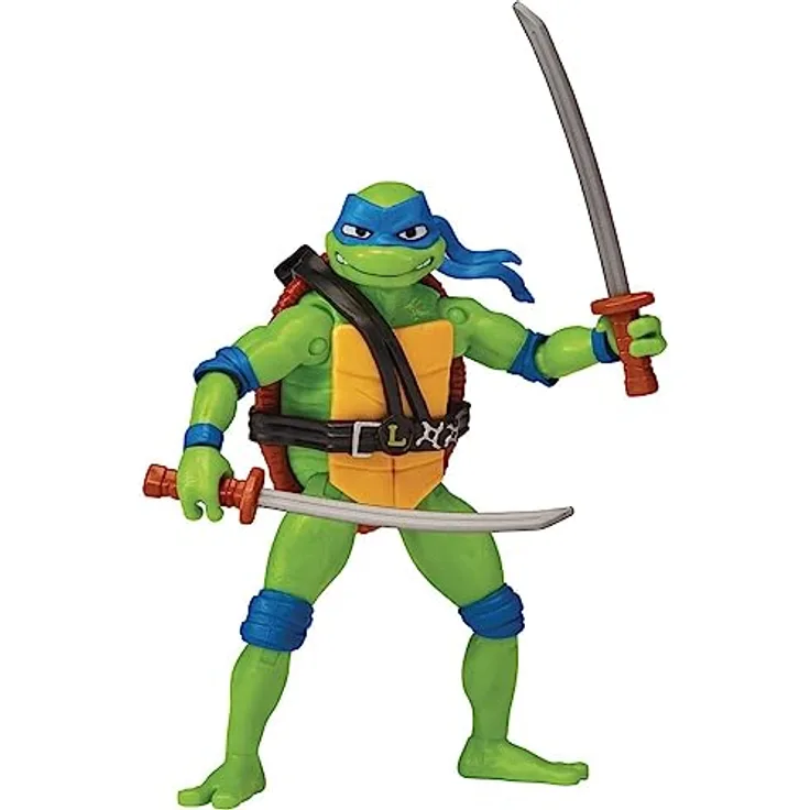 Teenage Mutant Ninja Turtles Leonardo Basic Figure, 11,4 cm große Sammelfigur mit 12 Gelenken, ikonischem Doppel-Katana und Zubehör