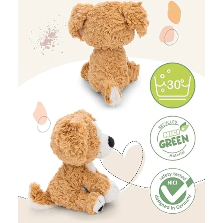 NICI Kuscheltier Hund 35cm - braun - Weiches Plüschtier aus recyceltem Material - Ideal zum Kuscheln & Spielen - Geschenkidee für Kinder & Erwachsene - 62154 – Bild 3