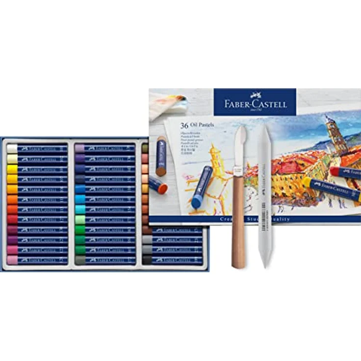 Faber-Castell Kreativset Ölpastellkreiden STUDIO QUALITY, 36er Etui, hochpigmentierte Farben für lebendige Kunstwerke – Bild 1