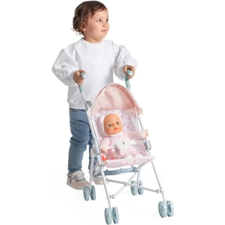 Chicco Puppenwagen My First Doll, Spielzeugkinderwagen mit 4 Rädern, leicht und faltbar, Stoffsitz und abnehmbare Sonnenblende, für Kinder ab 3 Jahren – Bild 3