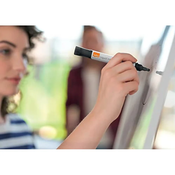NOBO Liquid Ink Whiteboard Marker, 10er Set mit Rundspitze in 10 Farben, geruchsarm und trocken abwischbar – Bild 3