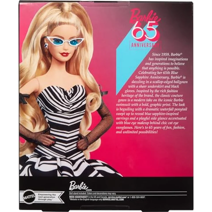 Barbie Anziehpuppe Barbie Signature, Sammlerpuppe zum 65. Jubiläum mit blonden Haaren, und schwarz-weißer Robe – Bild 8